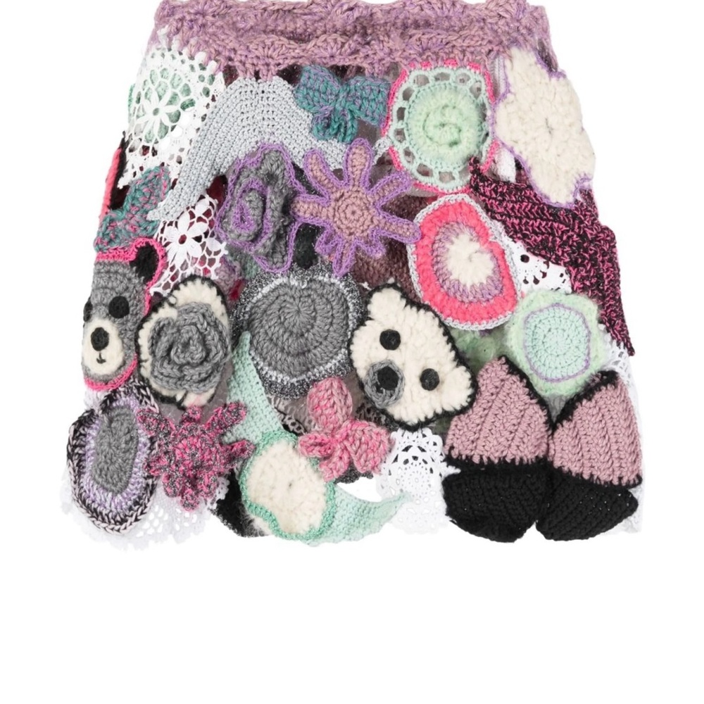 Marco Rambaldi Crochet Patchwork Mini Skirt in Pastel Mix